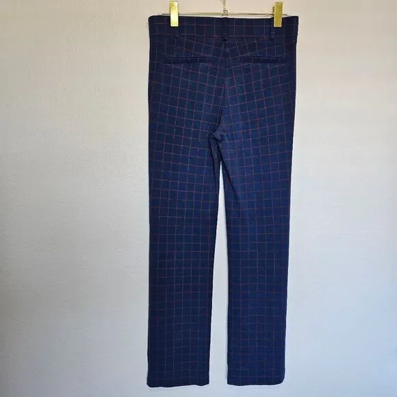NWOT Betabrand | Tomato Windowpane Navy Blue Red Straight Pants, Womens Large - Picture 7 of 8